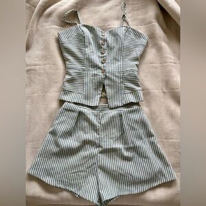 Striped Blue and White Two-Piece Set